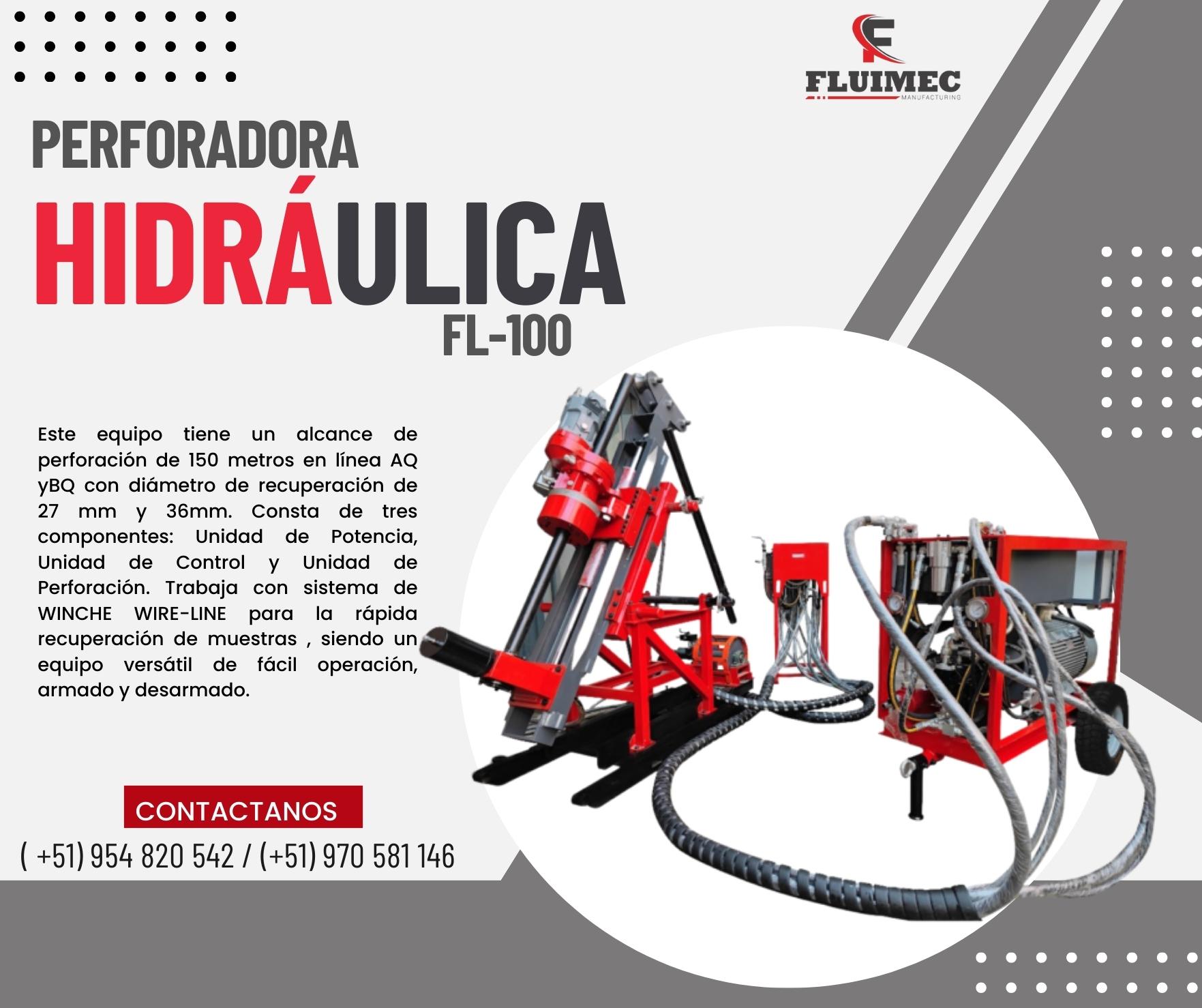 PERFORADORA HIDRAULICA FL - 100 RAPIDA RECUPERACION DE MUESTRAS 